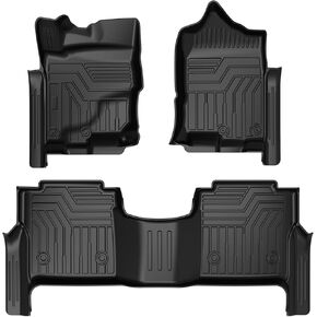 T TGBROS Floor Mats Custom Fit for 2016-2024 Nissan Titan Accessories All Weather Protection TPE 2 Rows Floor Liners Set No-Slip Black