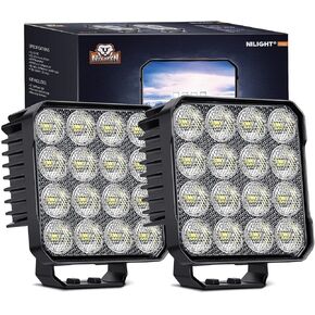 Nilight 4.4Inch Led Pods 2PCS 48W 4780LM Work Lights Built-in EMC 90° Flood Beam Angle for Offroad Lights Side Light Rear Back-Up Light for Tractor Truck Motorcycle Boat ATV UTV