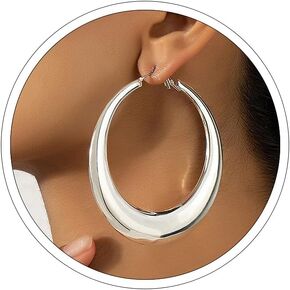 Otxas Large Gold Hoop Earrings Lightweight Chunky Gold Earrings for Women Silver Chunky Earrings 14k Gold Big Hoop Earrings for Wedding