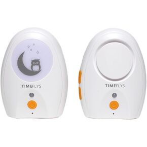 TimeFlys Audio Baby Monitor Twin Mustang Panda، محادثة ثنائية الاتجاه، مدى طويل يصل إلى 1000 قدم، بطارية قابلة لإعادة الشحن، مراقبة درجة الحرارة والتحذير، التهويدات، الاهتزاز، شاشة LCD، ضوء ليلي