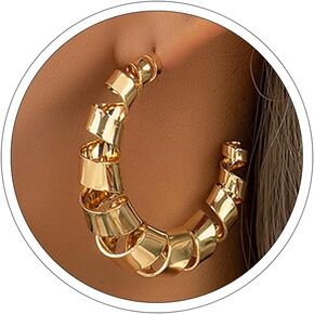 Otxas أقراط طارة ذهب كبيرة خفيفة الوزن أقراط ذهبية مكتنزة للنساء أقراط فضية مكتنزة 14k الذهب أقراط كبيرة لحفل الزفاف