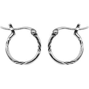Boma Jewelry Sterling Silver Twist Round Snap Down Hoop Earrings