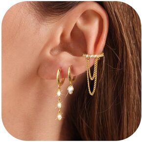 Gold and Silver Earrings Sets Hoop Earrings for Women Stud Earrings for Women Diamond Hoop Earrings Dangle Earrings Drop Earrings Huggie Earrings for Women Gold Earring Stacks Earrings Packs