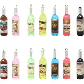 Honbay 14PCS Wine Bottles Charms Pendant Resin Imitation Wine Bottle Pendants for Earring Necklace Bracelet Keychain Jewelry Making (7 Color, Random Label)