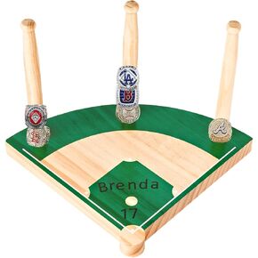 Wooden Stacked Baseball Softball Tournament Championship Ring Display Holder with Engraved Laces,Baseball Gifts for Kids,Friends,Ball Lovers,Man Cave Decor in Kuwait