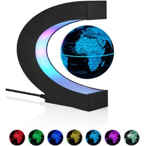 خريطة العالم للكرة المغناطيسية المتغيرة متعددة الألوان، الكرة الأرضية العائمة مع أضواء LED، هدايا تزيين المنزل بإضاءة ليلية لعيد الميلاد وأعياد الميلاد