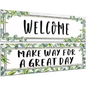 Eucalyptus Classroom Welcome Banner and Poster for Teachers Greenery Motivational and Inspirational Banner Decor for Preschool Elementary High School Supplies Teachers Kids Students