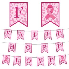 Breast Cancer Awareness Decorations Breast Cancer Banner October Pink Ribbon Decor Breast Cancer Awareness Decorations and Supplies for Home Office Party