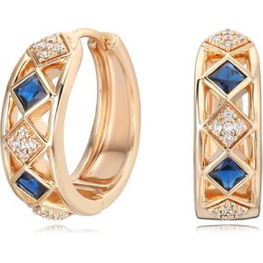 VACRONA Gold Hoop Earrings for Women | 14K Gold Plated 925 Sterling Silver Posts Blue CZ Red Cubic Zirconia Lightweight Trendy Huggie Hoops Earrings Gifts in Kuwait