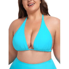 Ocean Blues Women's Plus Size Triangle Bikini Top Halter Bathing Suit Top