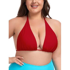 Ocean Blues Women's Plus Size Triangle Bikini Top Halter Bathing Suit Top