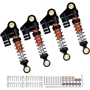 4PCS Aluminum Shocks Threaded Mini Damper Front & Rear for Axial SCX24 Upgrades Full Metal (Black&red)