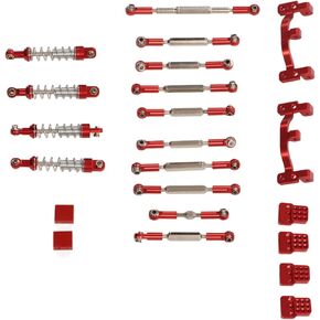 VGEBY RC Car Upgrade Spare Kit, Aluminum Alloy Shocks Absorber RC Car Pull Rod Kit for C24 C14 C14K C24K RC Car (Red) C24 Upgrade Parts