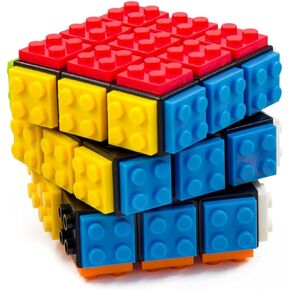 Willking Speed Cube 3x3 Build-on Brick Magic Cube 3x3x3 Brain Teaser Puzzles and Building Brick Blocks Toy for Kids Adult（Included Brick Separator）