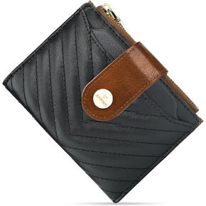 Small Wallet for Women Leather Bifold RFID Blocking Card Holder Wallet Compact Card Wallet Woman with Zipper Coin Pocket