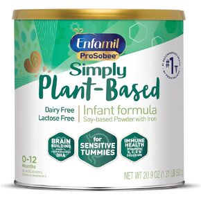 Plant based Baby Formula, 20.9 Oz Powder Can, Enfamil ProSobee for Sensitive Tummies, Soy-based, Plant Sourced Protein, Lactose-free, Milk free (Packaging May Vary)