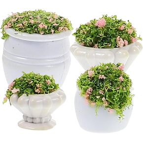 MAGICLULU 4pcs Mini Planter Vase Bonsai Flower Potted Plants Miniture House Furniture Doll House Mini Potted Plant Miniature Bonsai Plant Tiny Fake Mini Pots Flowerpot Victoria Plastic