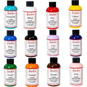 مجموعة أدوات طلاء الجلود من Angelus مكونة من 12 زجاجة 4 أونصة، PKstarter4oz in Kuwait