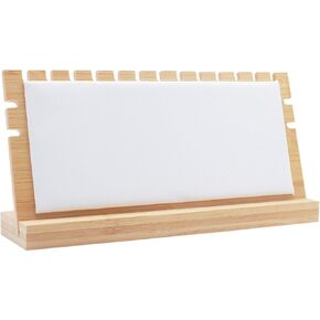 Horizontal Necklace Jewelry Display Stand with White Leather Soft Mat Bamboo Necklace Pendant Tabletop Display Storage Holder