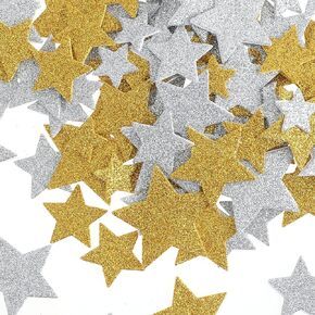cobee 200 Sheets Glitter Star Foam Stickers, Gold And Silver Foam Star Stickers, Various Sizes Of Self-Adhesive Craft Stickers For Bulletin Board Glitter Stars For Scrapbooking, Crafts, And Decoration