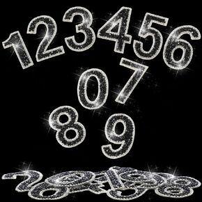 Yinder 60pcs Bling Rhinestone Numbers Self-Adhesive Glitter Number Crystal Iron-on Numbers Stickers 0-9 DIY Crafts Stickers Letter for Clothing Decoration 2.56 inches (Black)