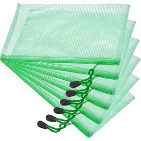 YOKIVE 6 Pack Mesh Zipper Bags, B5 Mesh File Pockets | Plastic Document Pouch, Great for Office Appliances Travel Storage(Green)