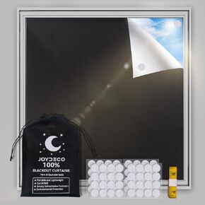 Joydeco Portable Blackout Shades Curtains 100% Black Out 79 x 57 Inch Shades for Windows Room Darkening Shades Blinds Sun Blocking Shades for Windows Bedroom Dorm Room