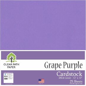 Clear Path Paper Grape Purple Cardstock - 12 x 24 inch - 100Lb Cover - 25 Sheets