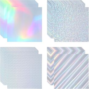 PATIKIL 12"x12" Holographic Cardstock, 40 Pack Metallic Iridescent Mirror Paper Foil Board Reflective Sheets for Scrapbook Poster DIY Craft, 4 Colors