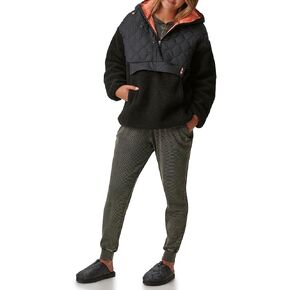 BASS OUTDOOR Women’s Pullover Jacket – Hooded Fleece with Quarter-Zip