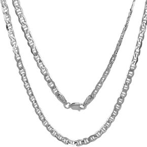 JEWELHEART 14K Real Gold Flat Mariner Chain - 1.9mm 2.4mm 3.05mm Diamond Cut Anchor Link Chain Necklace For Men - Dainty White Gold Pendant Necklace For Women with Lobster Clasp 16" 18" 20" 22" 24"