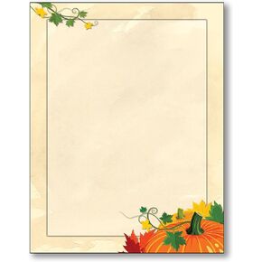 Fall Pumpkin Patch Autumn Stationery Paper - 80 Sheets - Autumn Letterhead for Festivals & Thanksgiving