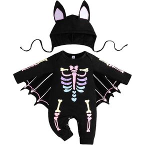Winmany Newborn Baby Boys Girls Halloween Costumes with Hat 2PCS My 1st Halloween Jumpsuit Infant Cosplay Bat Romper Clothes