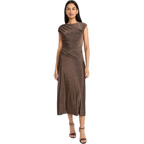 Maggy London Women's Elegant Ruched Midi Cap Sleeve Boat Neck-Slim-Fitting Cocktail Dress