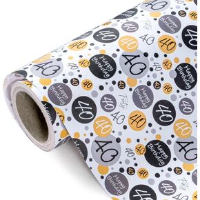 WRAPAHOLIC 30th Birthday Wrapping Paper - Mini Roll - 17 Inch x 33 Feet - Black 30th Birthday Design for Birthday, Party, Holiday