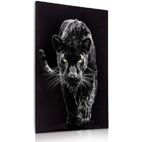 ArtXO 24x36 Wall Art Home Decor, Black Canvas Wall Art Print for Living Room, Large Wild Leopard Animal Poster, Modern Funny Bedroom Paintings,Trendy Modern Home Office Decor,African American Wall Art