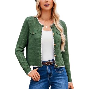 GRACE KARIN Women's Cardigans 2024 Button Down Knit Sweater Contrast Color Lightweight Lady Jackets Fall Outfits