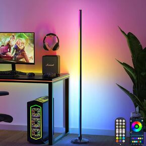 Corner Floor Lamp, 2 Pack RGB Corner Lamp with App/Remote/Button Control, Smart LED Floor Lamp with 16 Million DIY Colors & 68+ Scene, Music Sync for Living Room, Bedroom, Gaming Room (2, 57")