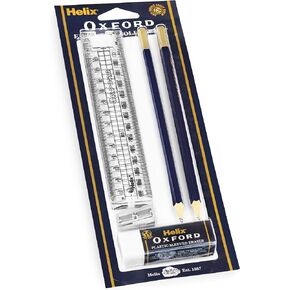 Executive College Set - Includes Folding Ruler, Eraser, Sharpener and Pencils - Blister Pack of 5