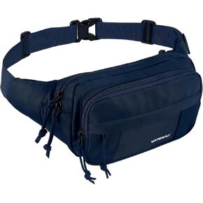 WATERFLY Fanny Pack Waist Packs: Large Crossbody Belt Bag Fanny Packs for Women Men with 7 Zipper Pockets Adjustable Strap Waist Bags Hip Pack for Traveling Cycling Running Hiking-White