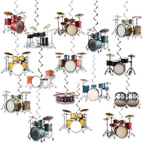 24 PCS Drum Hanging Swirl Decorations Drum Ceiling Streamers Hanging Decorations Drum Party Decorations for Drum Birthday Party Supplies Drummers Birthday Party