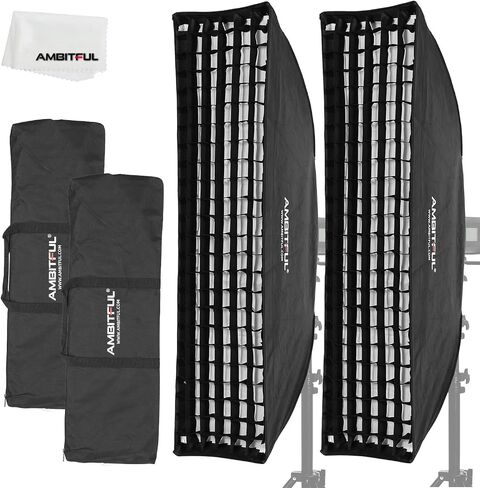 AMBITFUL 35x160cm 14"x63" Honeycomb Grid Rectangular Softbox for Photo Strobe Studio Flash Softbox Bowens Mount (2PCS) in Saudi Arabia