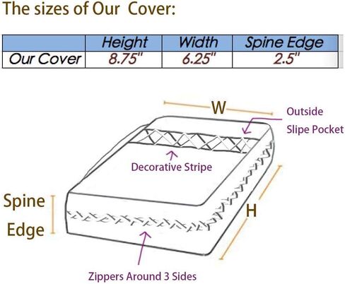 غلاف كتاب DIWI بأحجام كبيرة 8.75 × 6.25 × 2.5 بوصة غطاء الكتاب المقدس بسحاب أقرب وجيب منزلق قطن مبطن (حديقة أرجوانية C1M) in Kuwait