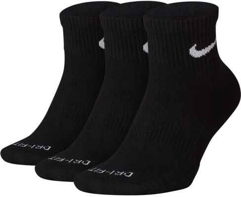 Nike Everyday Plus Cushion Ankle Socks 3-Pair Pack Black/White SM (US 4-6 Big Kid Shoe Size, Women's Shoe 4-6) in Saudi Arabia