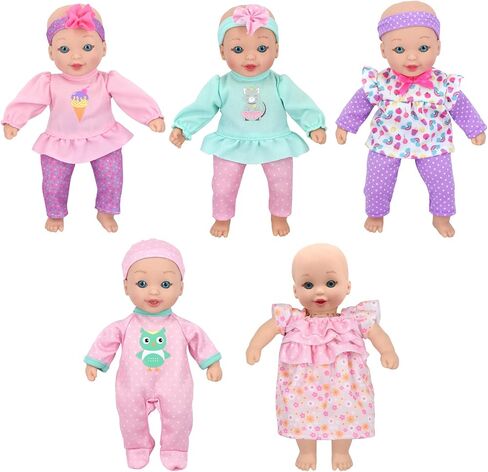 New Adventures Little Darlings: دمى Little Sweeties مقاس 8 بوصات - 5 عبوات - مجموعة دمى أطفال مع ملابس أنيقة باللون الوردي والأرجواني والأخضر، للأعمار من عامين فما فوق in Saudi Arabia