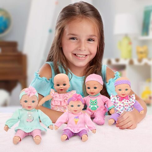 New Adventures Little Darlings: دمى Little Sweeties مقاس 8 بوصات - 5 عبوات - مجموعة دمى أطفال مع ملابس أنيقة باللون الوردي والأرجواني والأخضر، للأعمار من عامين فما فوق in Saudi Arabia
