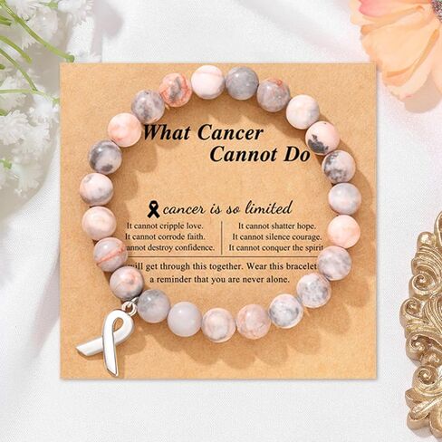 Long tiantian Breast Cancer Bracelets Breast Cancer Gifts for Woman Breast Cancer Awareness Accessories Pink Braided Rope Bracelet Natural Stone Bead Ribbon Charm Bracelets in Kuwait