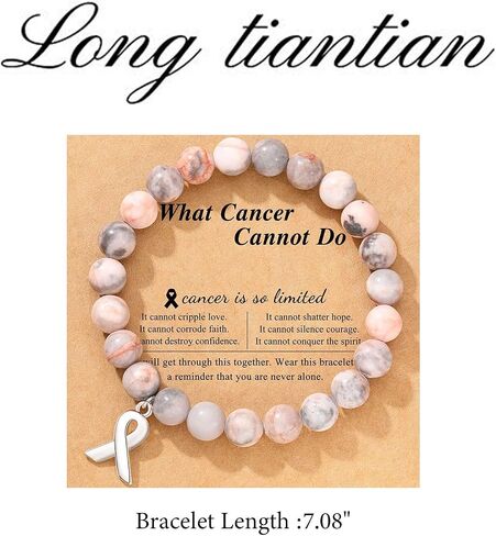 Long tiantian Breast Cancer Bracelets Breast Cancer Gifts for Woman Breast Cancer Awareness Accessories Pink Braided Rope Bracelet Natural Stone Bead Ribbon Charm Bracelets in Kuwait