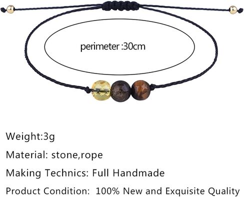 COLORFUL BLING 12 Constellations Natural Healing Stone Crystal Beaded Wrap Strand Rope Adjustable Bracelets for Women Men Funny Birthday Gifts Best Friend Jewelry on Silk Cord Meaning Card-Pisces in Saudi Arabia