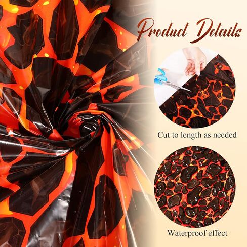 Pinkunn 24 Inch x 10 ft Plastic Hot Coals Runner Party Decorations Lava Themed Party Theme Tablecloth Runner Table Floor Cover for Fire Volcano Halloween Birthday Party Supply in Saudi Arabia